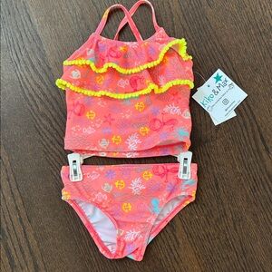 Kiko & Max Coral Ruffle Tankini Set